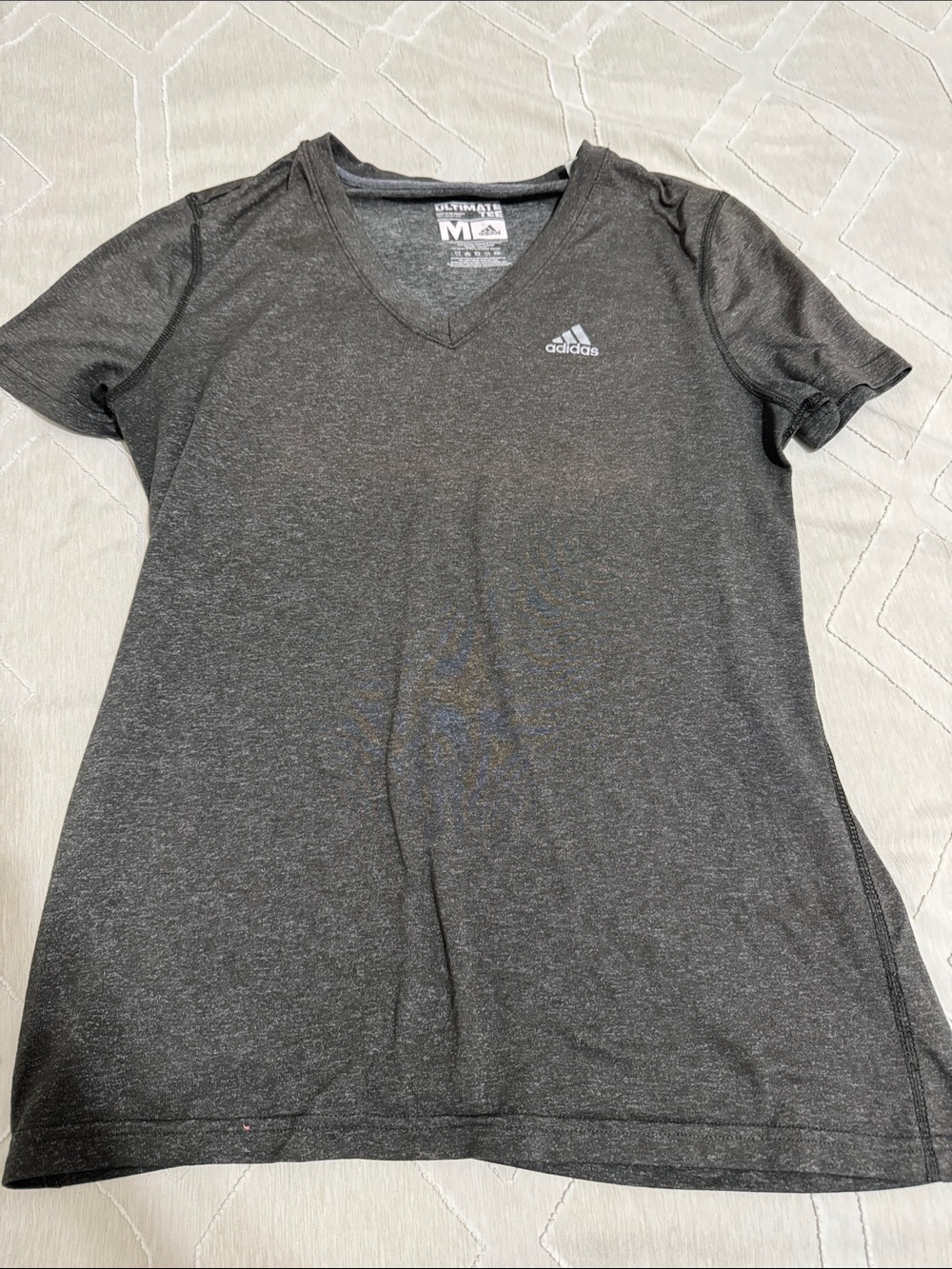 adidas Women's Charcoal Gray V-Neck Short Sleeve Tee